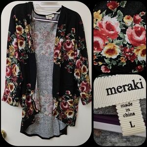 SIZE L MERAKI Cardigan Floral Black